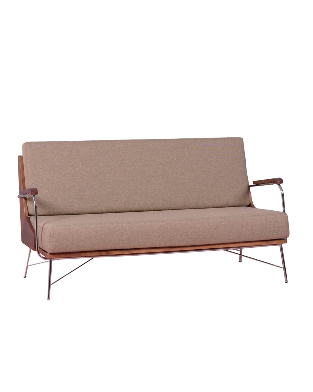 Nest dream Industrielles Sofa aus Walnussholz und, beige style industrial - -