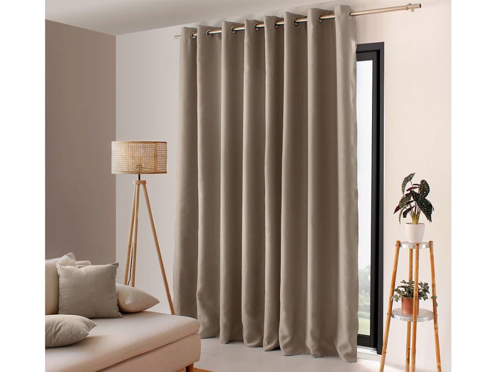 Rideau uni occultant taupe avec œillets 300 x 240 cm — vue 4