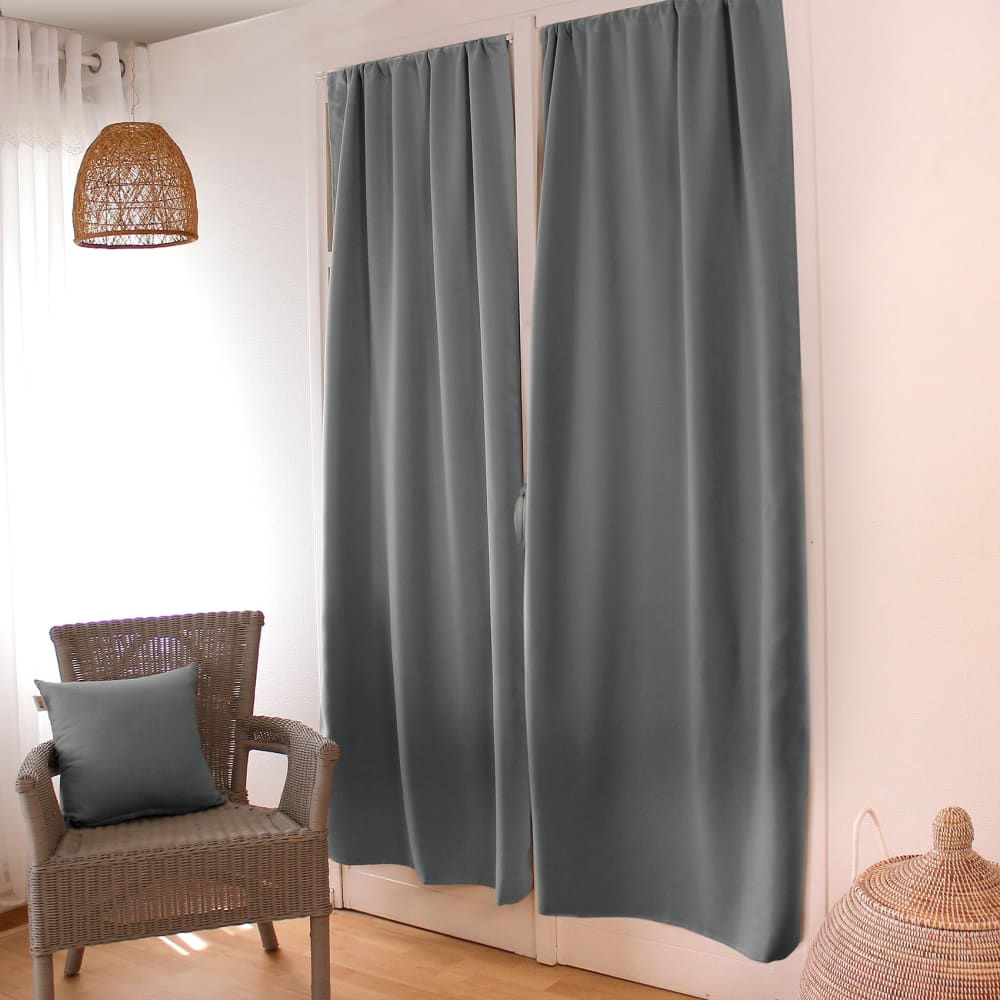 Home Maison Rideau de porte occultant polyester gris clair 90x210 cm style contemporain - Pes - Polyester