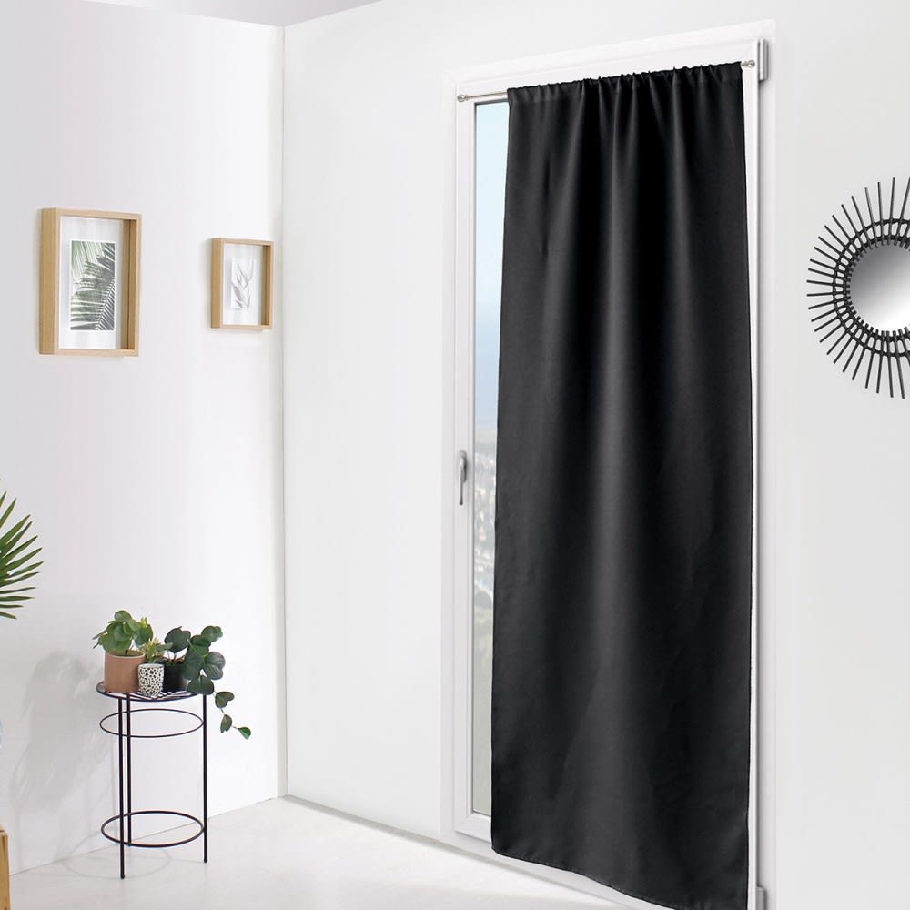 Rideau de porte occultant 90x210 cm coloris noir