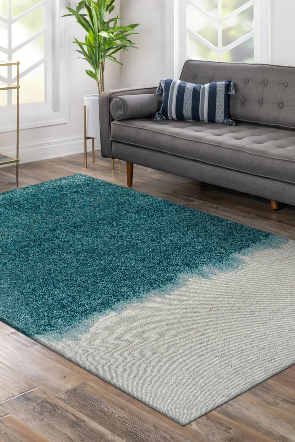 Novatrend Wohnzimmer- und Schlafzimmerteppich modern flachgewebt BURST style modern Blau Öko-Tex Zertifikat Pes - Polyester