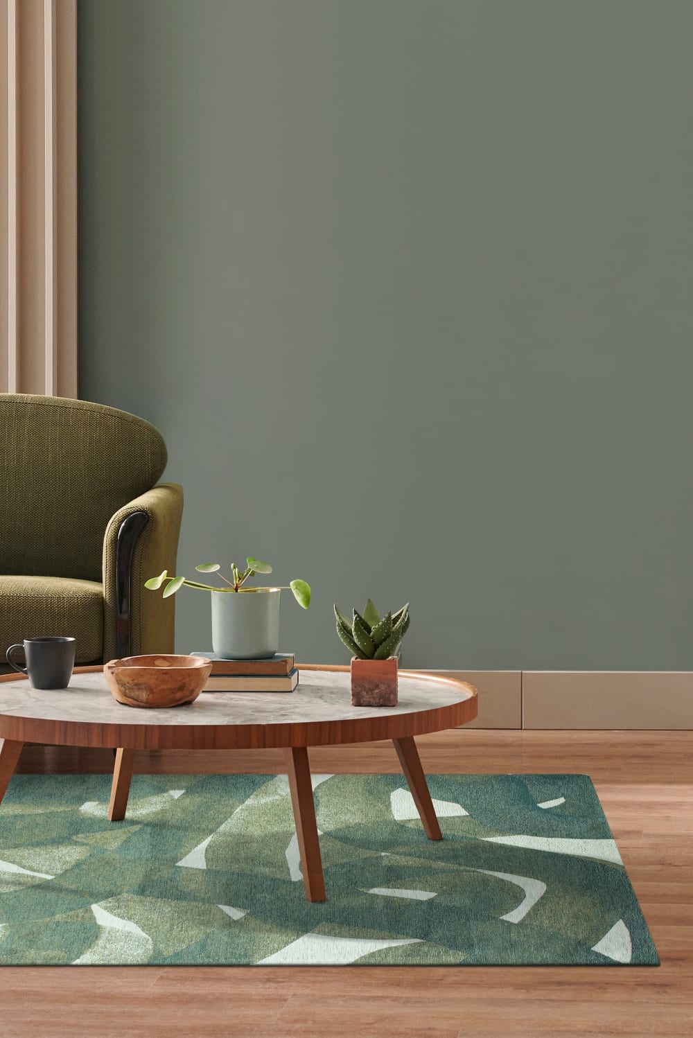 Novatrend Wohnzimmer- und Schlafzimmerteppich modern flachgewebt TIRANA style modern Grün Öko-Tex Zertifikat Pes - Polyester