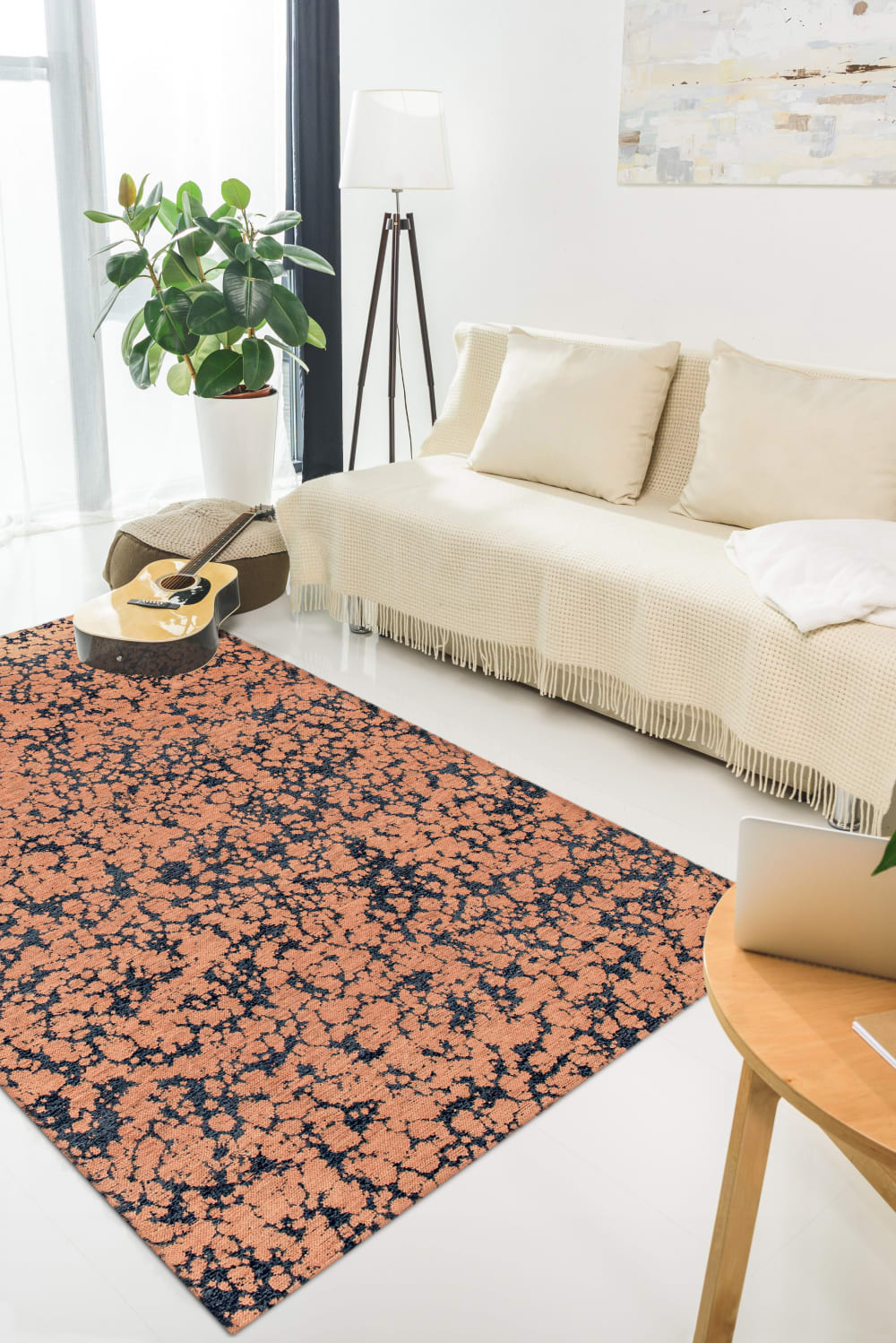 Novatrend Wohnzimmer- und Schlafzimmerteppich flachgewebt GLOOM style modern orange Öko-Tex Zertifikat Pes - Polyester
