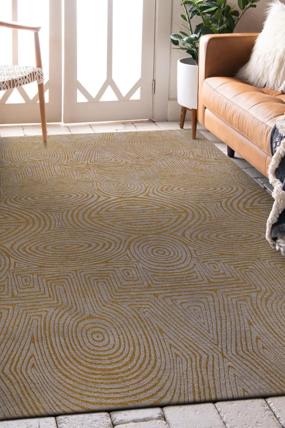 Novatrend Wohnzimmer- und Schlafzimmerteppich flachgewebt HABANERO style modern Gelb Öko-Tex Zertifikat Pes - Polyester