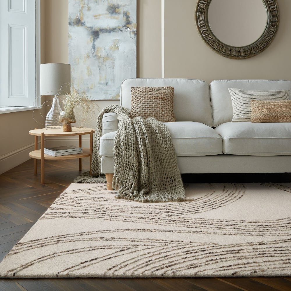 Tapis de salon en laine marron 120x170 cm — vue 3