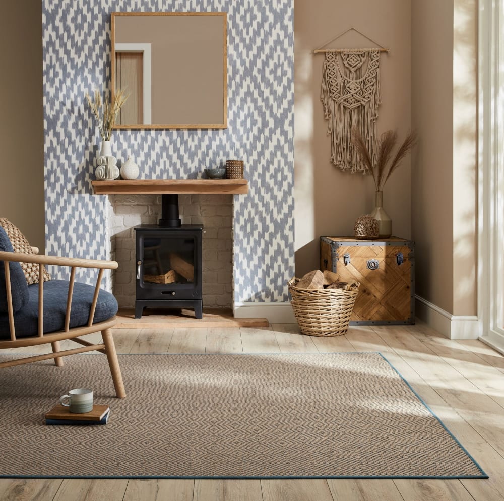 Tapis de salon en jute bleu 120x170 cm — vue 3