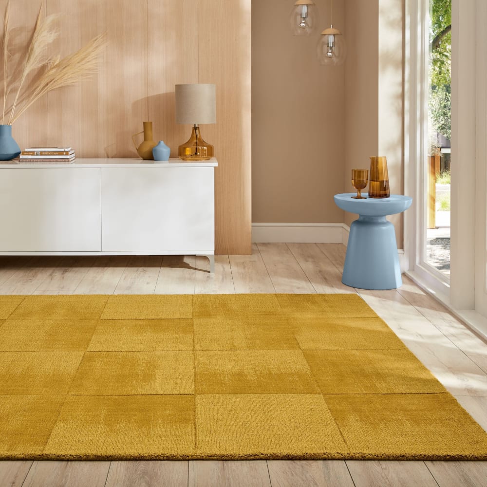 Novatrend Moderner Wohnzimmerteppich aus Wolle 200x290 cm, silberfarbe Gelb Wolle