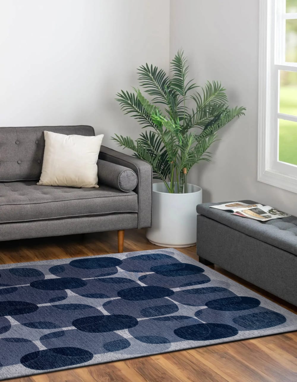 Tapis salon et chambre tissé plat 080x150 cm bleu — vue 3