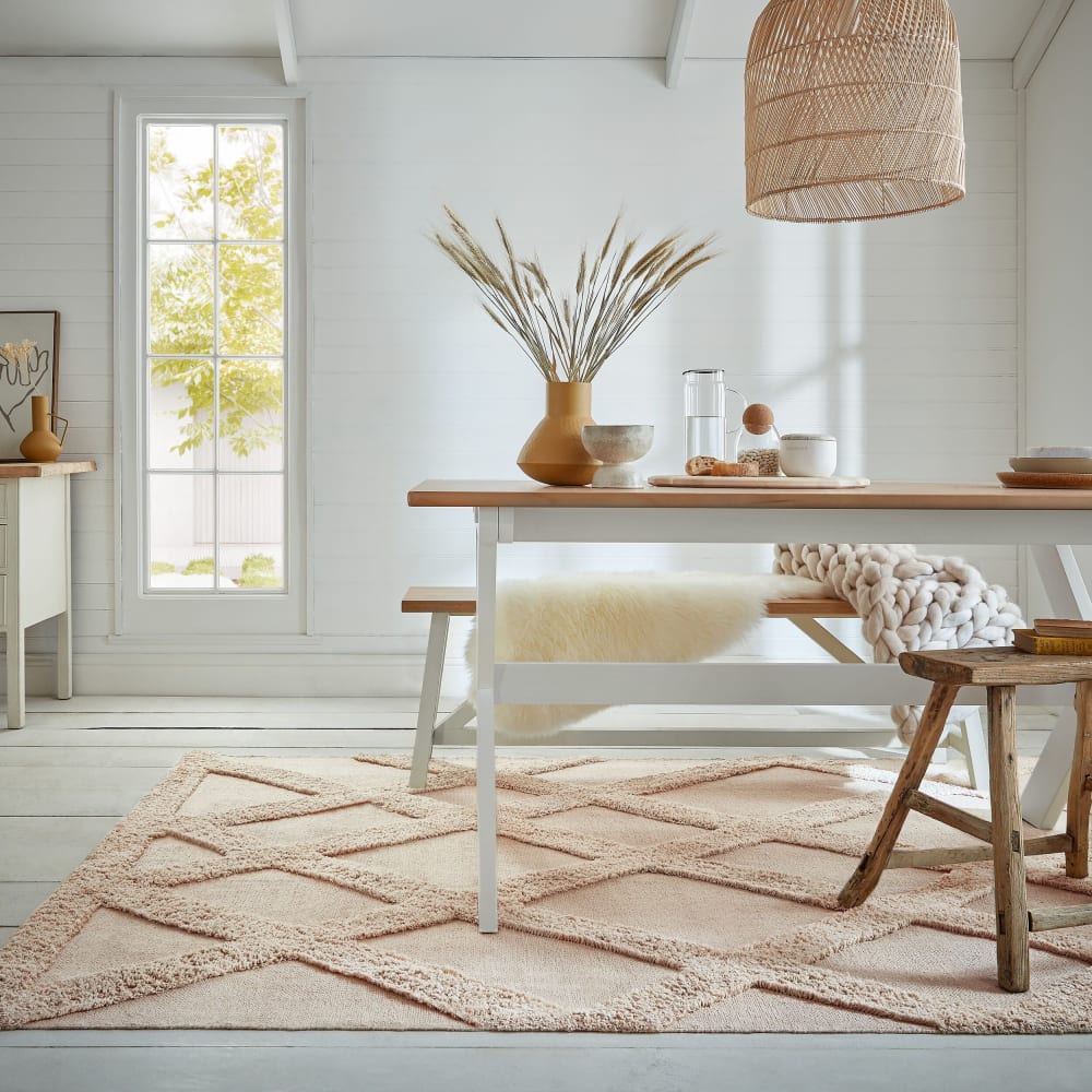 Tapis de salon en coton beige 120x170 cm — vue 3