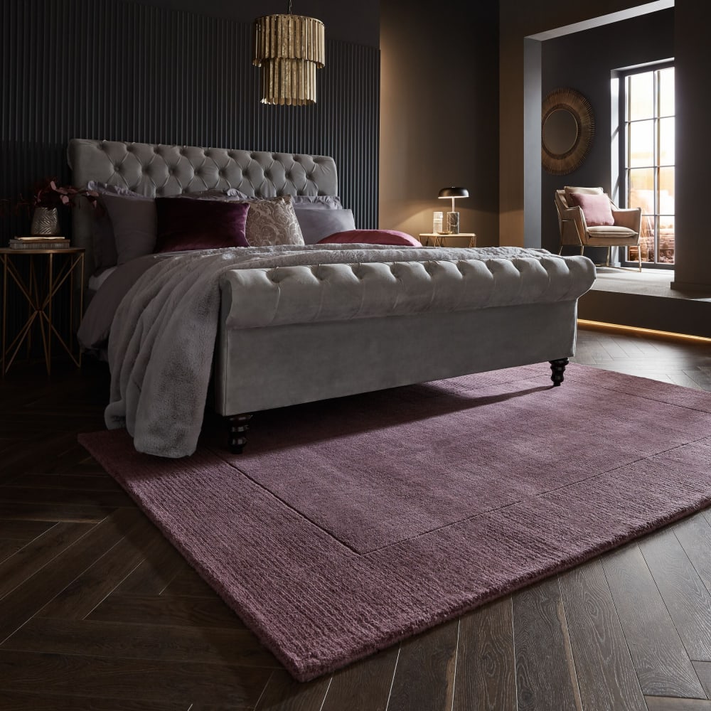 Tapis de salon uni en laine violet 120x170 cm — vue 3