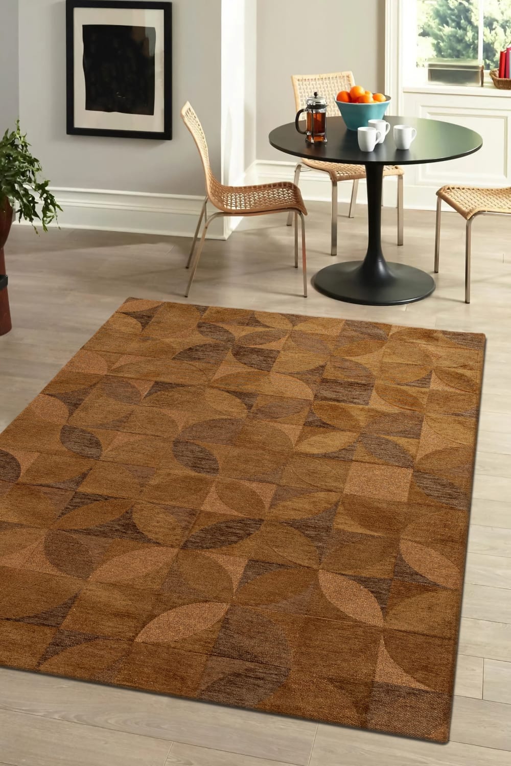 Novatrend Wohnzimmer- und Schlafzimmerteppich flachgewebt ROSEBUD style modern Braun Öko-Tex Zertifikat Pes - Polyester