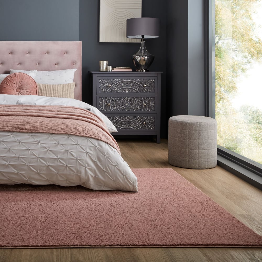 Tapis de salon moderne épais rose 120x170 cm — vue 3