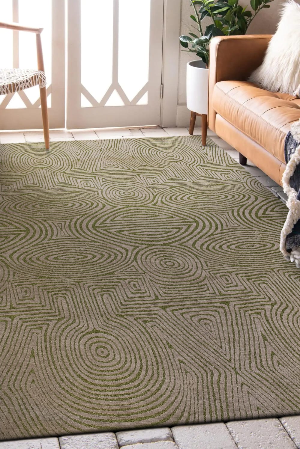 Tapis salon et chambre tissé plat 080x150 cm vert — vue 3