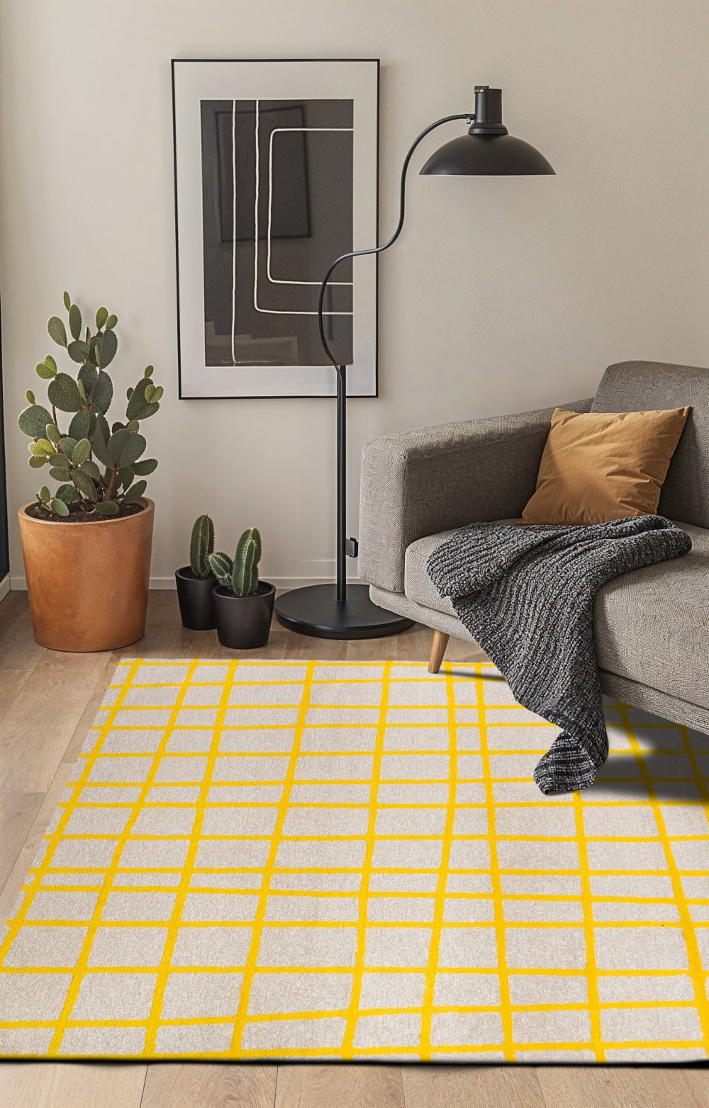 Novatrend Moderner flachgewebter Wohnzimmerteppich silberfarbe 200x280 cm Gelb Pes - Polyester