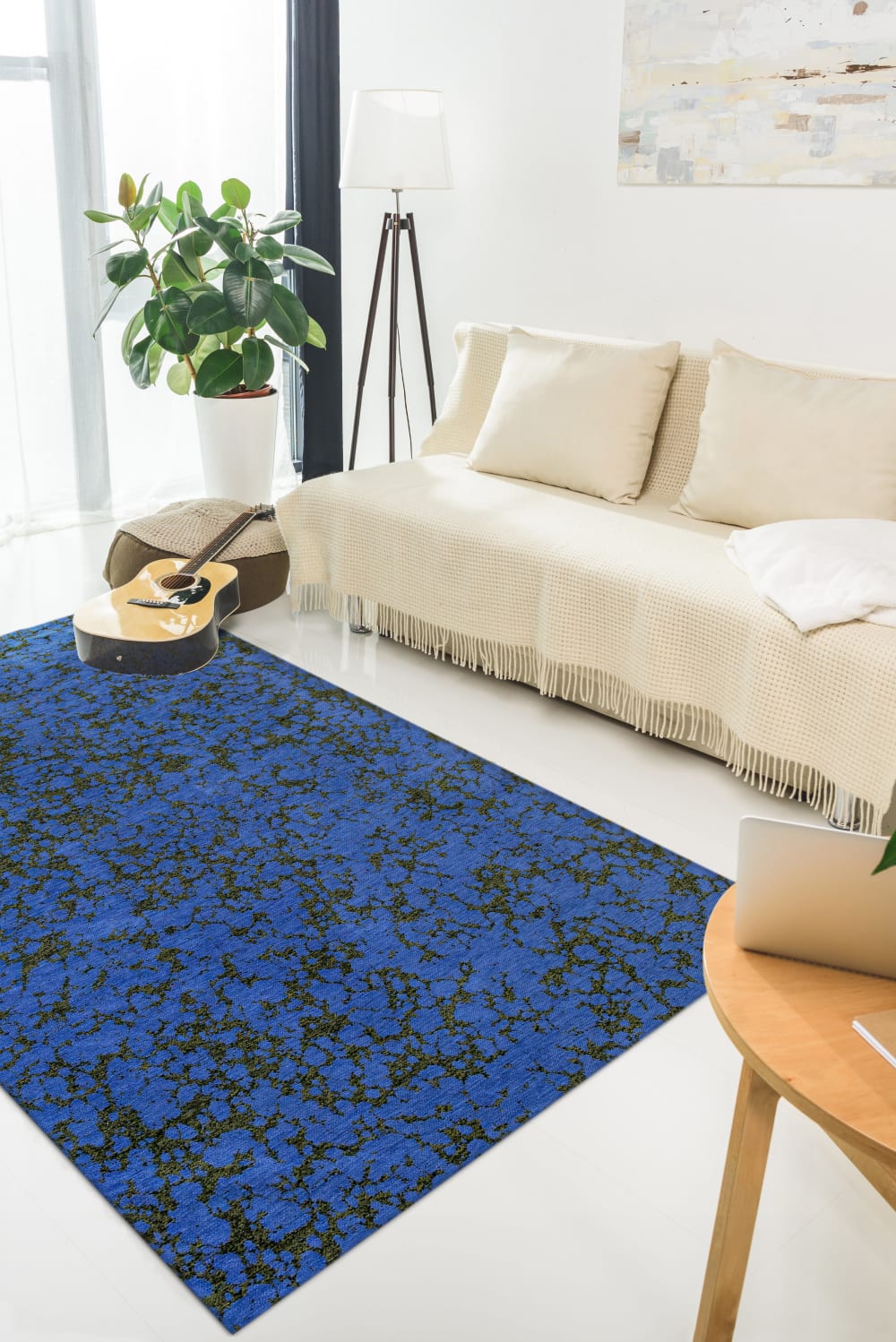 Novatrend Moderner Teppich flach gewebt – Wohnzimmer & Schlafzimmer style modern Blau Öko-Tex Zertifikat Pes - Polyester