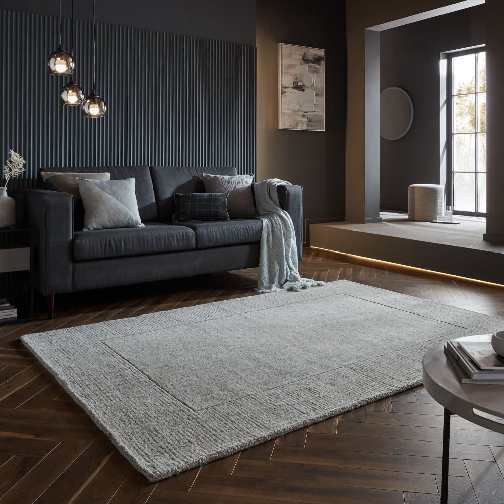 Tapis de salon uni en laine gris 120x170 cm — vue 3