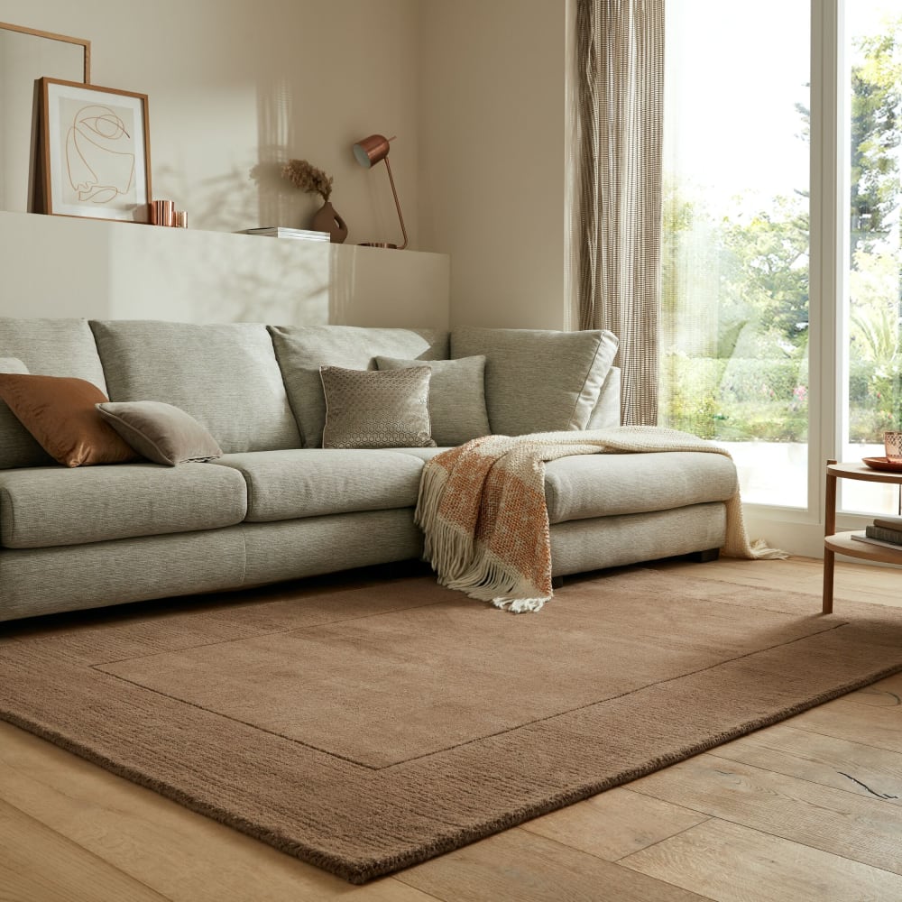 Tapis de salon uni en laine marron 120x170 cm — vue 3