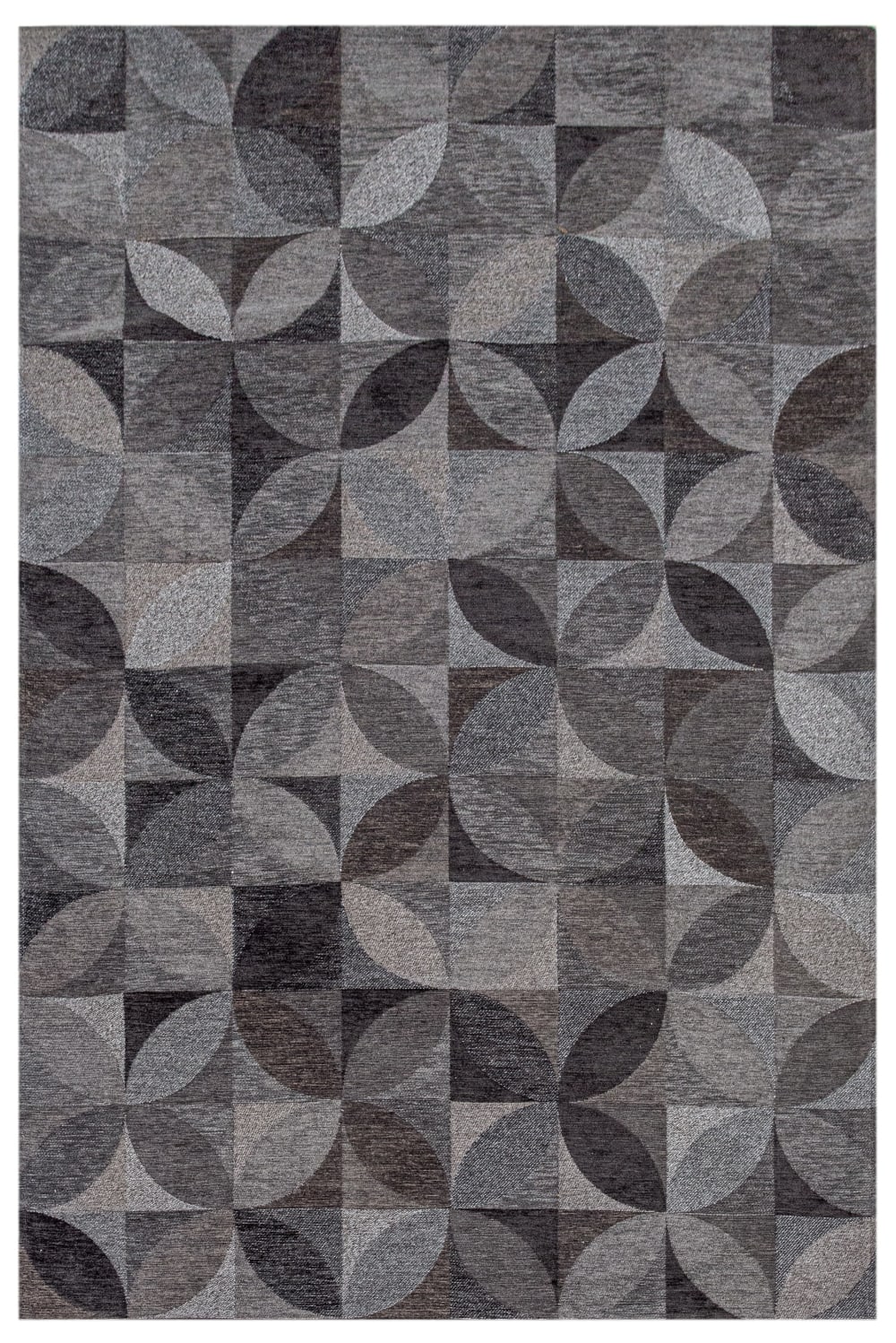 Moderner flachgewebter Wohnzimmerteppich dunkelgrau 80x150 cm -