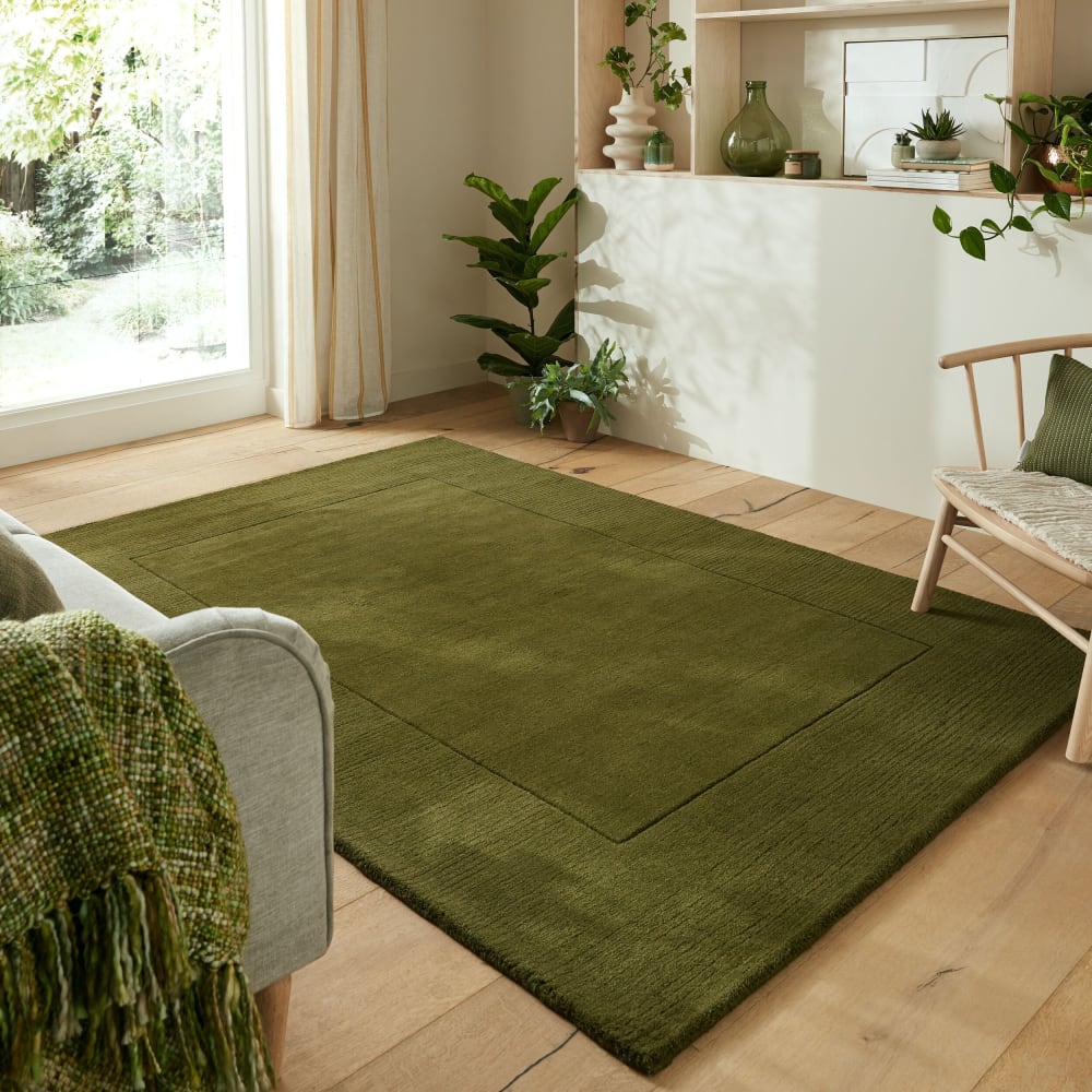 Tapis de salon uni en laine vert 200x290 cm - Maisons du Monde