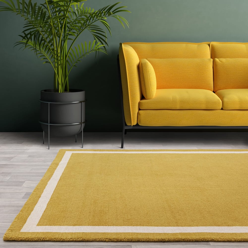 Novatrend Moderner Wohnzimmerteppich aus Wolle silberfarbe 120x170 cm Gelb Wolle