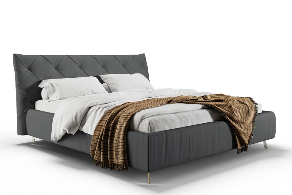 KAWOLA Polsterbett aus Leder, schwarz style modern - Leder