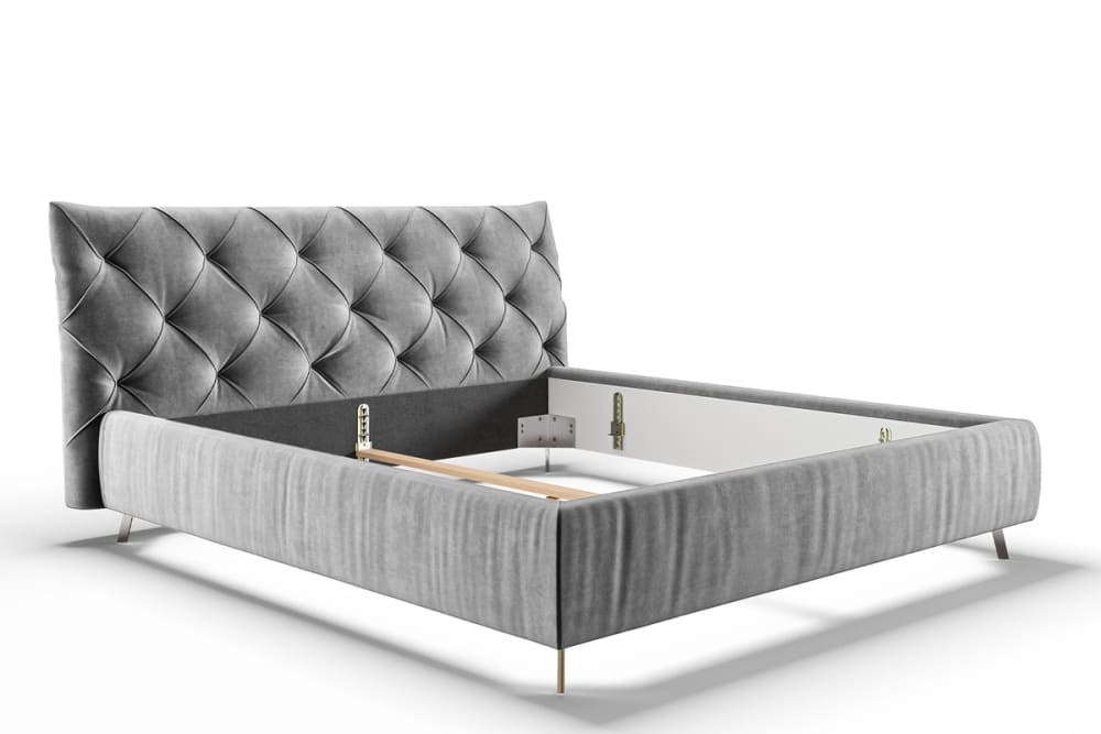 KAWOLA Polsterbett aus Velvet, silber style modern - Samt