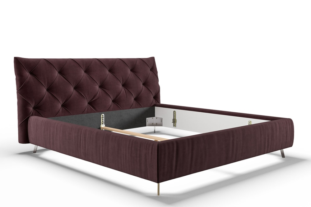 KAWOLA Polsterbett aus Velvet, purple style modern Violett Samt