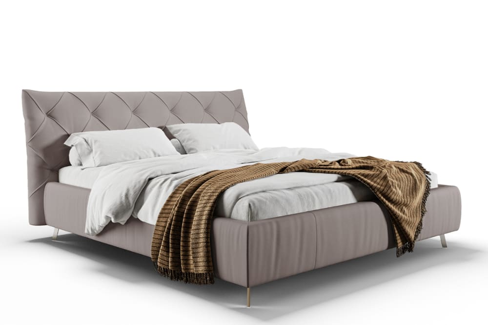 KAWOLA Polsterbett aus Leder, grau style modern - Leder