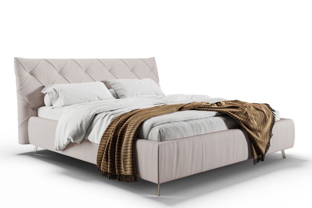 KAWOLA Polsterbett aus Leder, hellgrau style modern - Leder