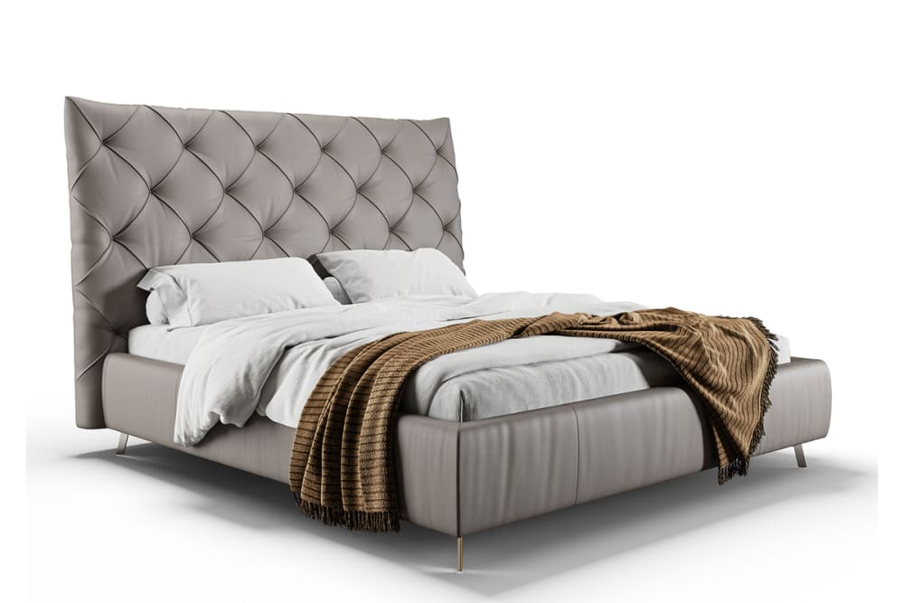 KAWOLA Polsterbett aus Leder, grau style modern - Leder