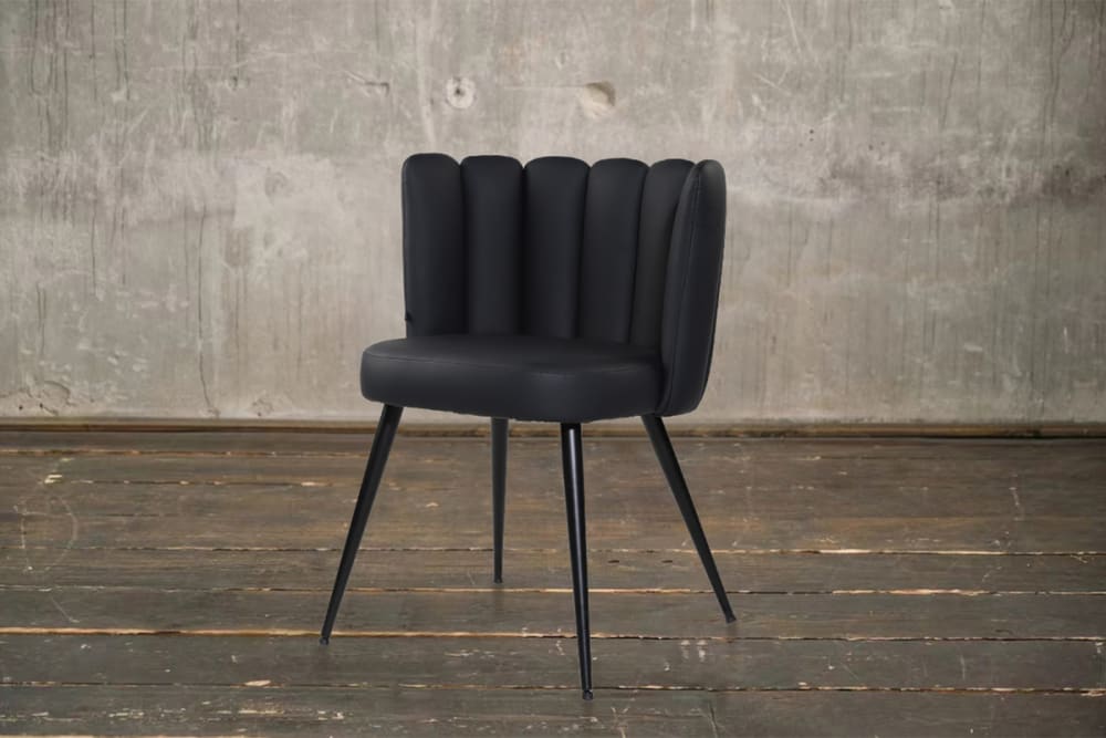 Esszimmerstuh aus Kunstleder, schwarz - Maisons Du Monde