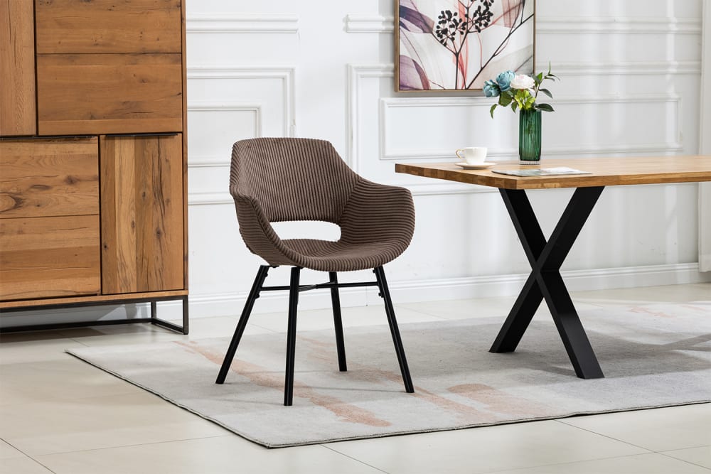 Esszimmerstuhl aus Cord, braun - Maisons Du Monde