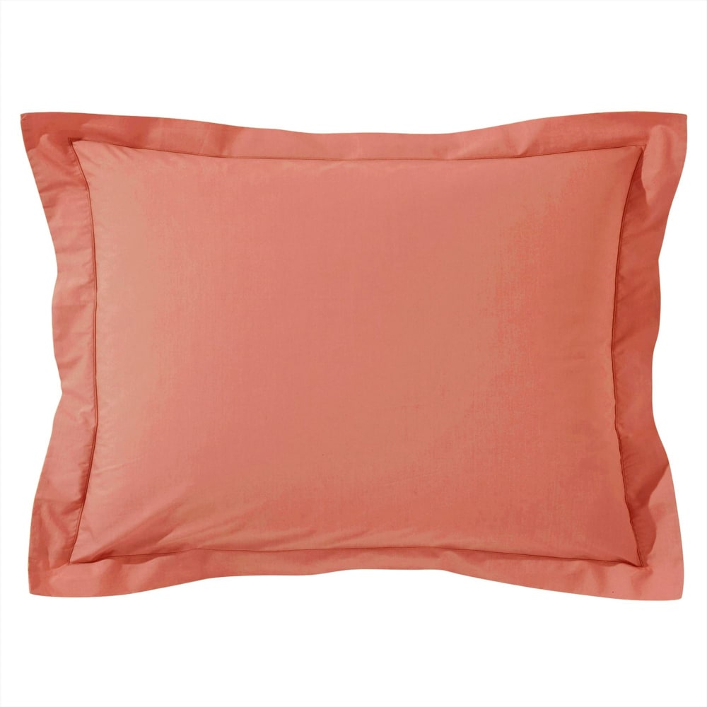 Taie volant en coton orange poterie 50x70cm
