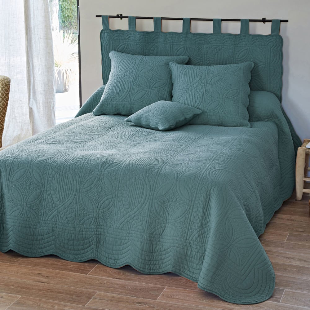 Boutis en coton 370 g/m² bleu canard 230x250cm