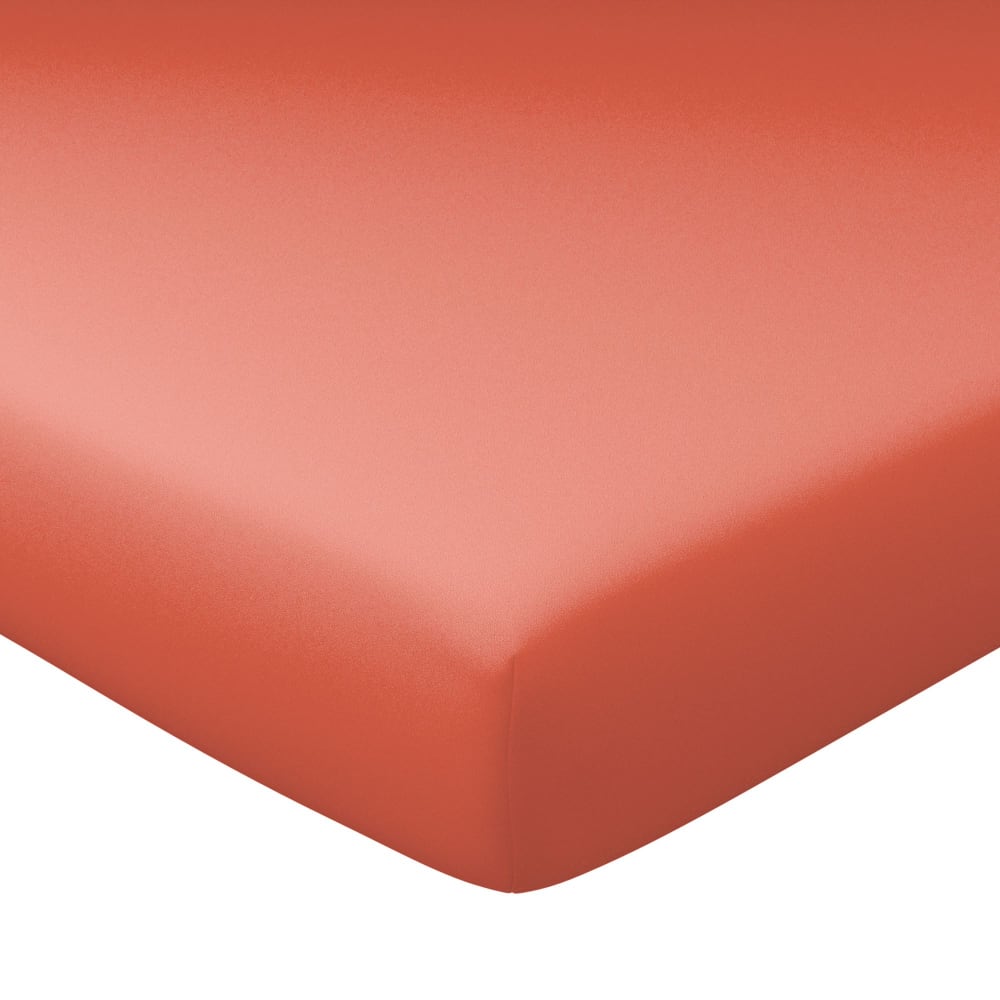 Drap-housse grand bonnet en coton orange poterie 160x200x40cm