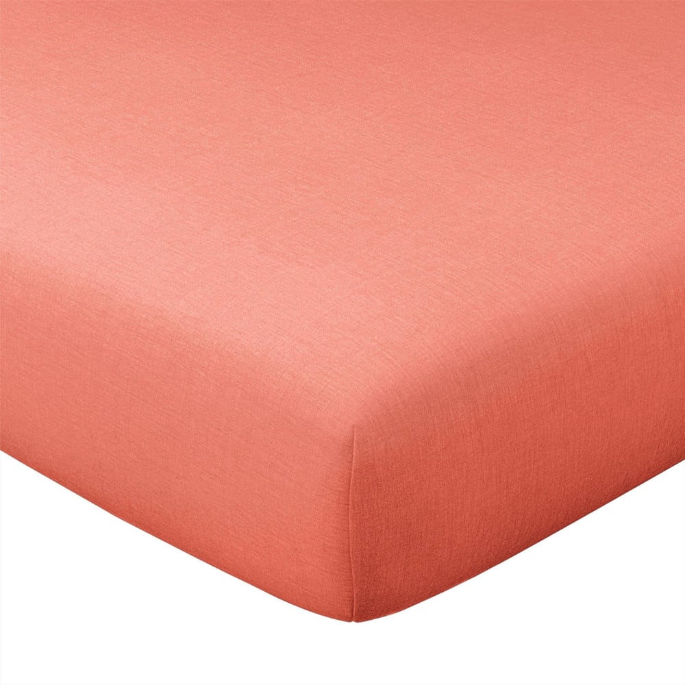 Drap-housse en coton orange poterie 120x200x28cm