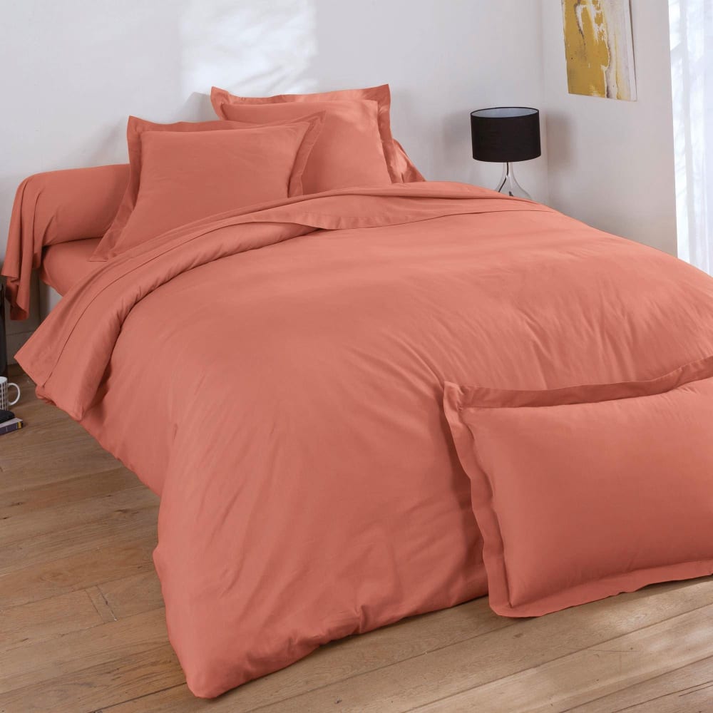 Drap-housse en coton orange poterie 120x200x28cm — vue 3