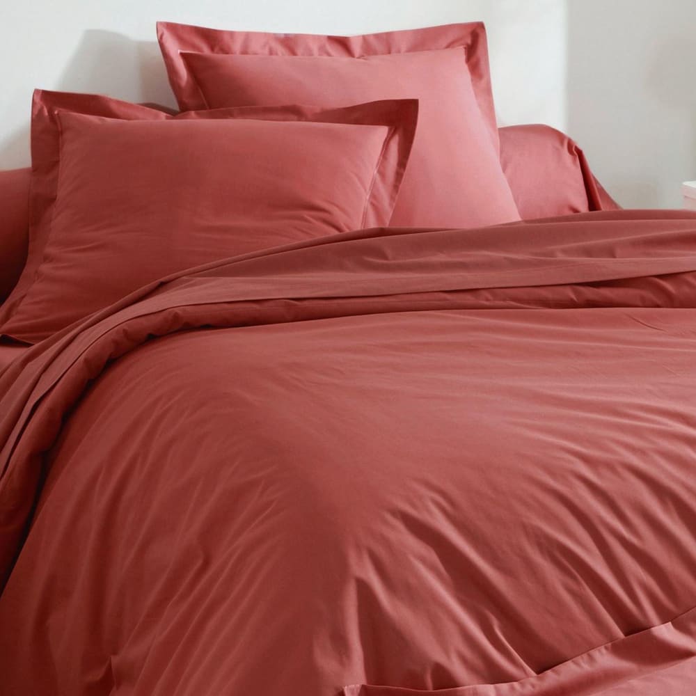 Drap-housse en coton orange sienne 160x200x28cm