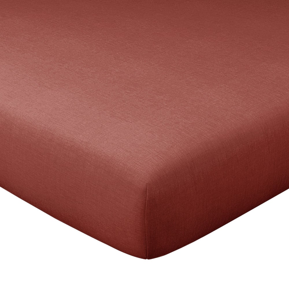 Drap-housse en coton orange sienne 160x200x28cm — vue 4