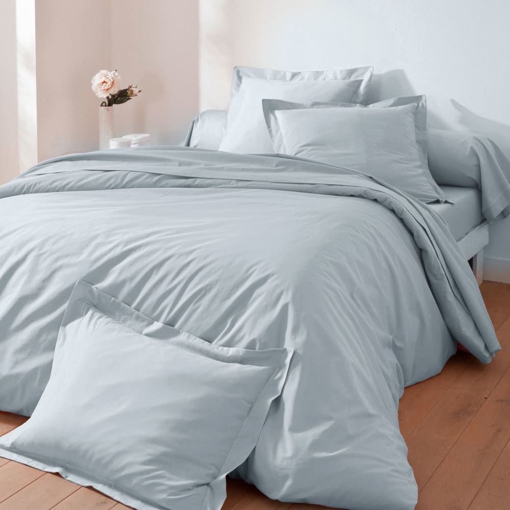 Drap-housse en coton gris perle 180x200x28cm — vue 3