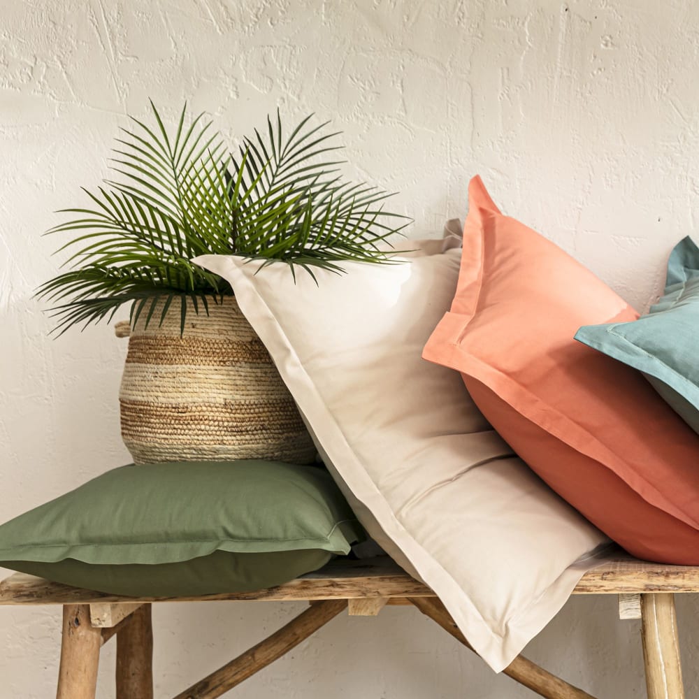 Drap-housse en coton vert lichen 160x200x28cm — vue 4