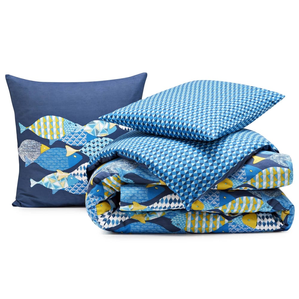 Housse de couette en coton bleu 200x200cm — vue 4