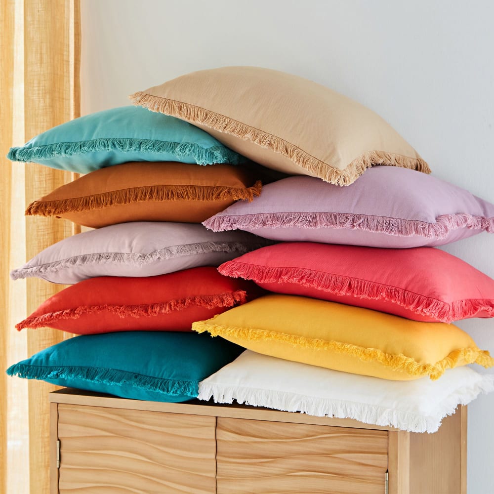 Coussin en coton marron noisette 40x40cm — vue 3