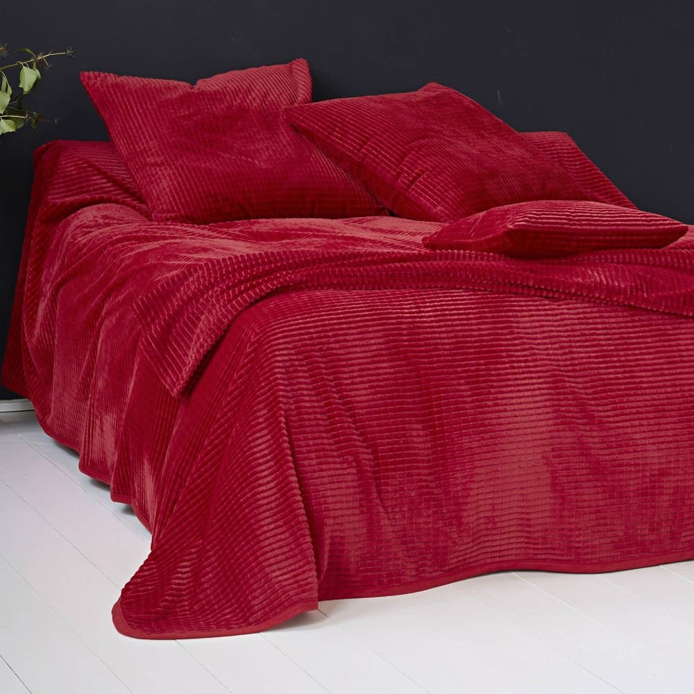 Jeté de lit en polyester rouge brique 270x245cm