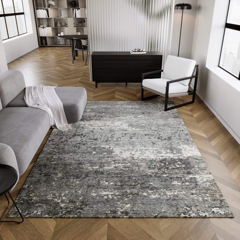Tapis contemporain pure laine et viscose avec tons de gris 80x150 — vue 3