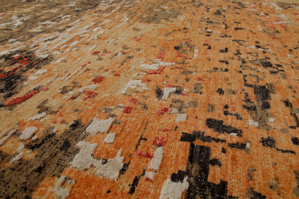 Tapis design pure laine et viscose tons de brique à relief 80x150 — vue 4