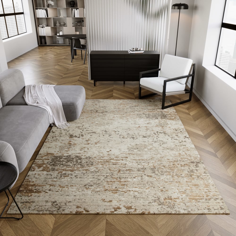 Tapis design pure laine et viscose tons de beige à relief 80x150 — vue 3