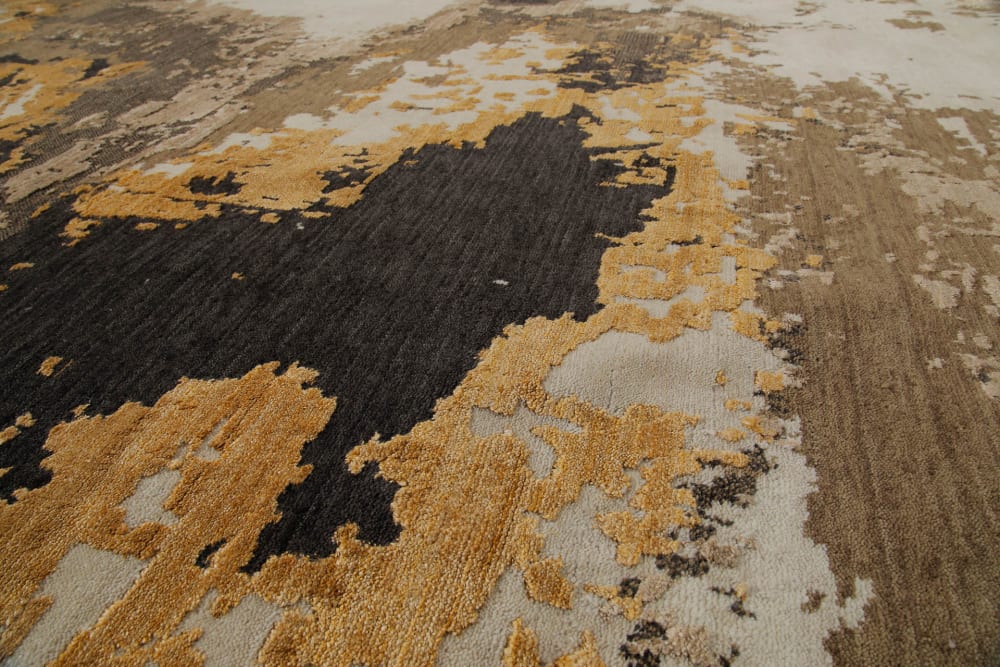 Tapis design pure laine et viscose tons de bruns à relief 80x150 — vue 4