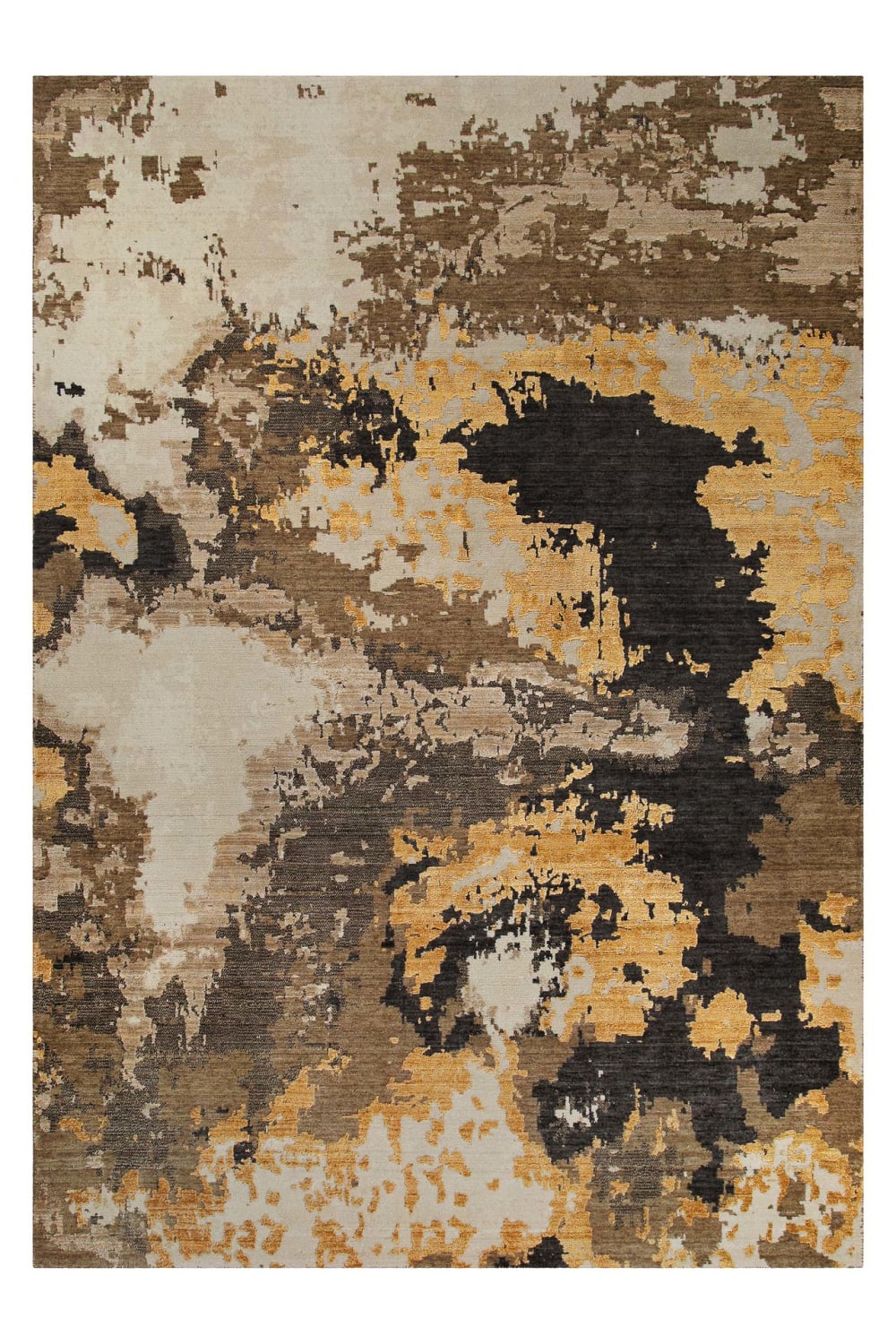 Tapis design pure laine et viscose tons de bruns à relief 110x170