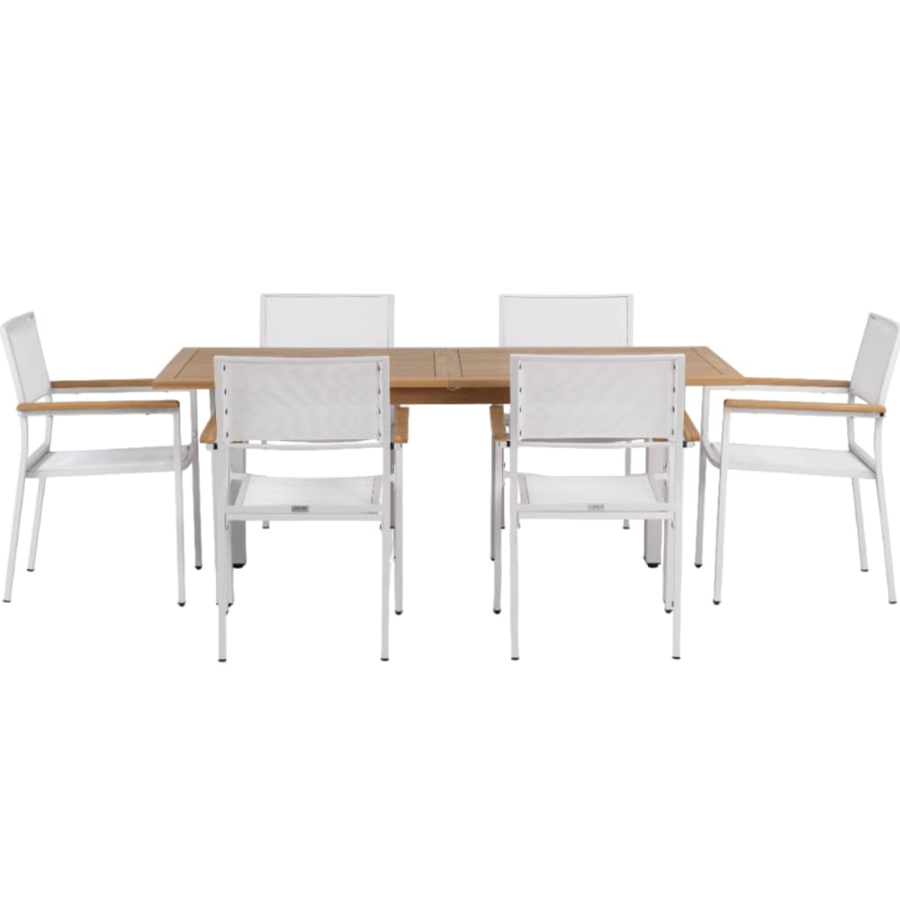 Salon de jardin 6 places avec table extensible en bois